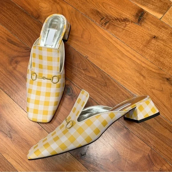 Suzanna Rae Vichy Mule Yellow Gingham Vamp Shoes 42 12 - Picture 3 of 12